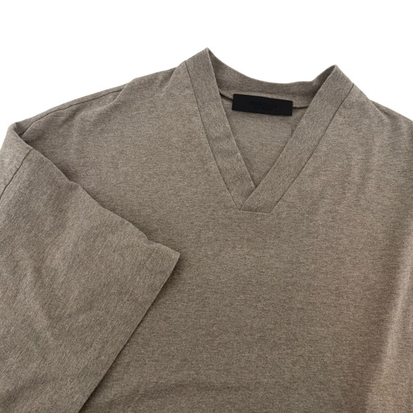 Fear of God Essentials Other - Fear of God Essentials Mens V-Neck Oversized T-Shirt Taupe Tan Logo Large